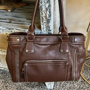Longchamp Rich Brown Leather Satchel